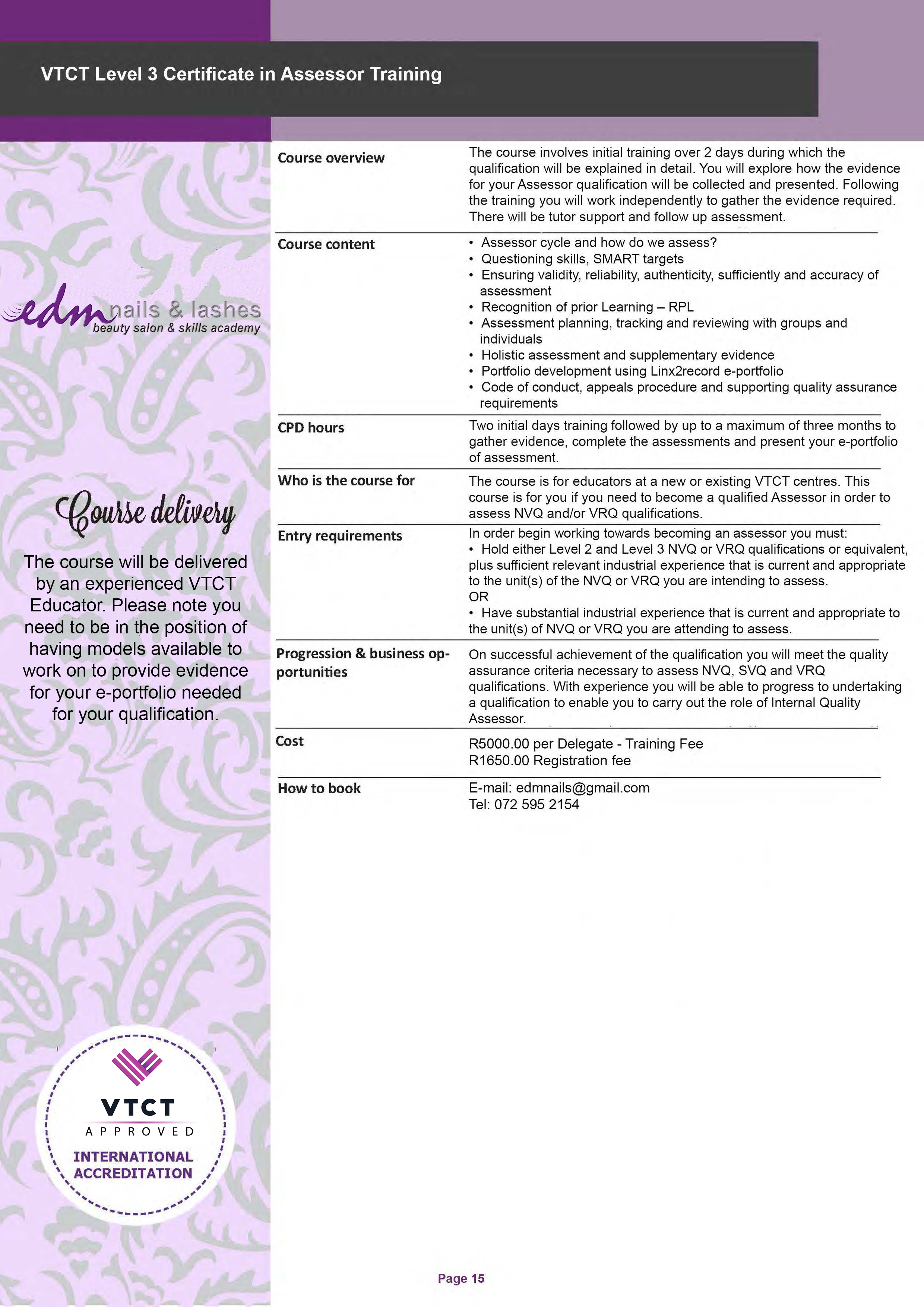 VTCT Level 3 Certificate in Assessor Training